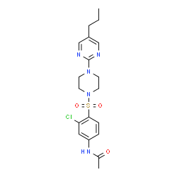 ChemSpider 2D Image | N-(3-chloro-4-{[4-(5-propyl-2-pyrimidinyl)piperazino]sulfonyl}phenyl)acetamide | C19H24ClN5O3S