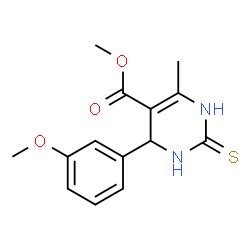 ChemSpider 2D Image | Methyl 1,2,3,4-tetrahydro-4-(3-methoxyphenyl)-6-methyl-2-thioxo-5-pyrimidinecarboxylate | C14H16N2O3S