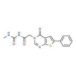 ChemSpider 2D Image | N-methyl-N'-{2-[4-oxo-6-phenylthieno[2,3-d]pyrimidin-3(4H)-yl]acetyl}urea | C16H14N4O3S