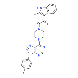 ChemSpider 2D Image | 1-(2-Methyl-1H-indol-3-yl)-2-{4-[3-(4-methylphenyl)-3H-[1,2,3]triazolo[4,5-d]pyrimidin-7-yl]-1-piperazinyl}-1,2-ethanedione | C26H24N8O2