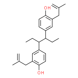 ChemSpider 2D Image | 4,4'-(3,4-Hexanediyl)bis[2-(2-methyl-2-propen-1-yl)phenol] | C26H34O2