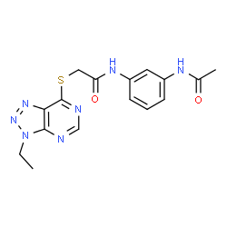 ChemSpider 2D Image | N-(3-Acetamidophenyl)-2-[(3-ethyl-3H-[1,2,3]triazolo[4,5-d]pyrimidin-7-yl)sulfanyl]acetamide | C16H17N7O2S