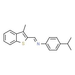 ChemSpider 2D Image | (E)-N-(4-Isopropylphenyl)-1-(3-methyl-1-benzothiophen-2-yl)methanimine | C19H19NS