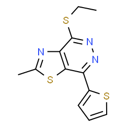 ChemSpider 2D Image | 4-(Ethylsulfanyl)-2-methyl-7-(2-thienyl)[1,3]thiazolo[4,5-d]pyridazine | C12H11N3S3