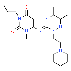ChemSpider 2D Image | 3,4,9-Trimethyl-1-[2-(1-piperidinyl)ethyl]-7-propyl-1,4-dihydro[1,2,4]triazino[3,4-f]purine-6,8(7H,9H)-dione | C20H31N7O2