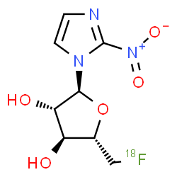 ChemSpider 2D Image | 1-[5-Deoxy-5-(~18~F)fluoro-alpha-D-arabinofuranosyl]-2-nitro-1H-imidazole | C8H1018FN3O5