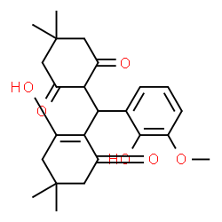ChemSpider 2D Image | 2-[(2-Hydroxy-4,4-dimethyl-6-oxo-1-cyclohexen-1-yl)(2-hydroxy-3-methoxyphenyl)methyl]-5,5-dimethyl-1,3-cyclohexanedione | C24H30O6