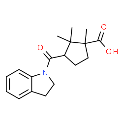 ChemSpider 2D Image | 3-(2,3-Dihydro-1H-indol-1-ylcarbonyl)-1,2,2-trimethylcyclopentanecarboxylic acid | C18H23NO3