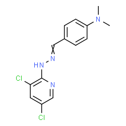 ChemSpider 2D Image | 4-{[(3,5-Dichloro-2-pyridinyl)hydrazono]methyl}-N,N-dimethylaniline | C14H14Cl2N4