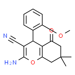 ChemSpider 2D Image | 2-Amino-4-(2-methoxyphenyl)-7,7-dimethyl-5-oxo-5,6,7,8-tetrahydro-4H-chromene-3-carbonitrile | C19H20N2O3