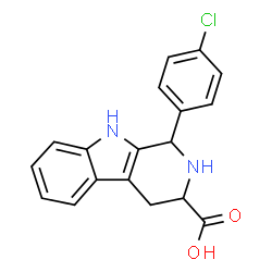 ChemSpider 2D Image | 1-(4-Chlorophenyl)-2,3,4,9-tetrahydro-1H-beta-carboline-3-carboxylic acid | C18H15ClN2O2