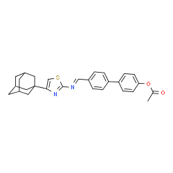 ChemSpider 2D Image | 4'-[(E)-{[4-(Adamantan-1-yl)-1,3-thiazol-2-yl]imino}methyl]-4-biphenylyl acetate | C28H28N2O2S