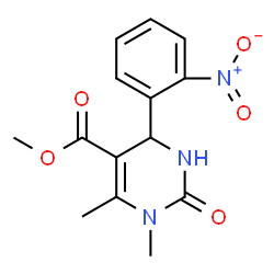 ChemSpider 2D Image | Methyl 1,6-dimethyl-4-(2-nitrophenyl)-2-oxo-1,2,3,4-tetrahydro-5-pyrimidinecarboxylate | C14H15N3O5