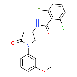 ChemSpider 2D Image | 2-Chloro-6-fluoro-N-[1-(3-methoxyphenyl)-5-oxo-3-pyrrolidinyl]benzamide | C18H16ClFN2O3