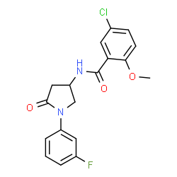 ChemSpider 2D Image | 5-Chloro-N-[1-(3-fluorophenyl)-5-oxo-3-pyrrolidinyl]-2-methoxybenzamide | C18H16ClFN2O3