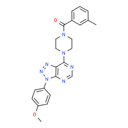 ChemSpider 2D Image | {4-[3-(4-Methoxyphenyl)-3H-[1,2,3]triazolo[4,5-d]pyrimidin-7-yl]-1-piperazinyl}(3-methylphenyl)methanone | C23H23N7O2
