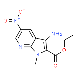 ChemSpider 2D Image | Ethyl 3-amino-1-methyl-5-nitro-1H-pyrrolo[2,3-b]pyridine-2-carboxylate | C11H12N4O4