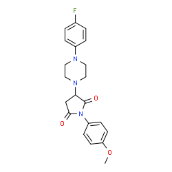 ChemSpider 2D Image | 3-[4-(4-Fluorophenyl)-1-piperazinyl]-1-(4-methoxyphenyl)-2,5-pyrrolidinedione | C21H22FN3O3