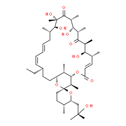 ChemSpider 2D Image | (1S,4E,5'R,6R,6'R,7R,8S,10S,11S,12R,14S,15S,16S,18E,20Z,22R,27S,28R,29S)-22-Ethyl-7,11,14,15-tetrahydroxy-6'-(2-hydroxy-2-methylpropyl)-5',6,8,10,12,14,16,28,29-nonamethyl-3',4',5',6'-tetrahydro-3H,9H
,13H-spiro[2,26-dioxabicyclo[23.3.1]nonacosa-4,18,20-triene-27,2'-pyran]-3,9,13-trione | C46H76O11
