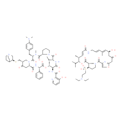 ChemSpider 2D Image | 1-methylethyl)-9,26-dioxa-3,15,28-triazatricyclo[23.2.1.0~3,7~]octacosa-1(27),12,17,19,25(28)-pentaen-2,8,14,23-tetron(1:1) | C87H117N13O19S2