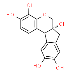 ChemSpider 2D Image | (6aR)-7,11b-Dihydroindeno[2,1-c]chromene-3,4,6a,9,10(6H)-pentol | C16H14O6