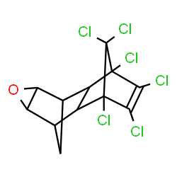 ChemSpider 2D Image | 3,4,5,6,13,13-Hexachloro-10-oxapentacyclo[6.3.1.1~3,6~.0~2,7~.0~9,11~]tridec-4-ene | C12H8Cl6O