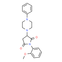ChemSpider 2D Image | 1-(2-Methoxyphenyl)-3-(4-phenyl-1-piperazinyl)-2,5-pyrrolidinedione | C21H23N3O3