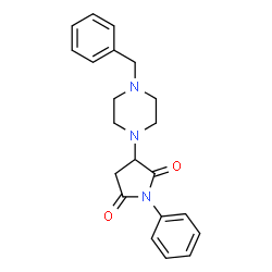 ChemSpider 2D Image | 3-(4-Benzyl-1-piperazinyl)-1-phenyl-2,5-pyrrolidinedione | C21H23N3O2