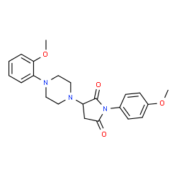 ChemSpider 2D Image | 1-(4-Methoxyphenyl)-3-[4-(2-methoxyphenyl)-1-piperazinyl]-2,5-pyrrolidinedione | C22H25N3O4
