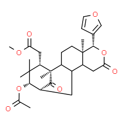 ChemSpider 2D Image | Methyl [(5R,6R,13S,14S,16S)-14-acetoxy-6-(3-furyl)-1,5,15,15-tetramethyl-8,17-dioxo-7-oxatetracyclo[11.3.1.0~2,11~.0~5,10~]heptadec-16-yl]acetate | C29H38O8
