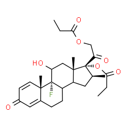 ChemSpider 2D Image | (8xi,14xi,16beta)-9-Fluoro-11-hydroxy-16-methyl-3,20-dioxopregna-1,4-diene-17,21-diyl dipropanoate | C28H37FO7