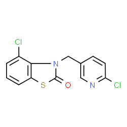 ChemSpider 2D Image | 4-chloro-3-((6-chloropyridin-3-yl)methyl)benzo[d]thiazol-2(3H)-one | C13H8Cl2N2OS