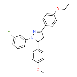 ChemSpider 2D Image | 3-(4-Ethoxyphenyl)-1-(3-fluorophenyl)-5-(4-methoxyphenyl)-4,5-dihydro-1H-pyrazole | C24H23FN2O2