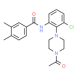 ChemSpider 2D Image | N-[2-(4-Acetyl-1-piperazinyl)-3-chlorophenyl]-3,4-dimethylbenzamide | C21H24ClN3O2