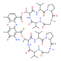 ChemSpider 2D Image | Bis[1-(6,12-diisopropyl-2,5-dimethyl-1,4,7,10,13-pentaoxohexadecahydro-1H-pyrrolo[1,2-a][1,4,7,10,13]pentaazacyclopentadecin-9-yl)ethyl] 2-amino-4,6-dimethyl-3-oxo-3H-phenoxazine-1,9-dicarboxylate | C62H86N12O16