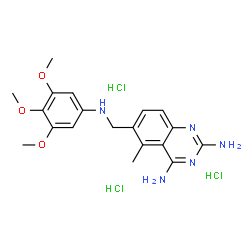 ChemSpider 2D Image | 5-Methyl-6-{[(3,4,5-trimethoxyphenyl)amino]methyl}-2,4-quinazolinediamine trihydrochloride | C19H26Cl3N5O3