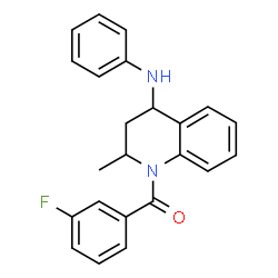 ChemSpider 2D Image | (4-Anilino-2-methyl-3,4-dihydro-1(2H)-quinolinyl)(3-fluorophenyl)methanone | C23H21FN2O
