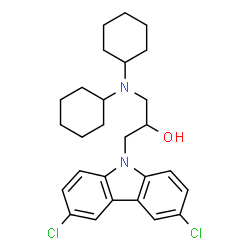 ChemSpider 2D Image | 1-(3,6-Dichloro-carbazol-9-yl)-3-dicyclohexylamino-propan-2-ol | C27H34Cl2N2O