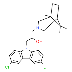 ChemSpider 2D Image | 1-(3,6-Dichloro-9H-carbazol-9-yl)-3-(1,8,8-trimethyl-3-azabicyclo[3.2.1]oct-3-yl)-2-propanol | C25H30Cl2N2O