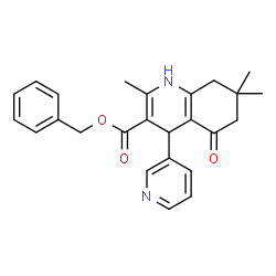 ChemSpider 2D Image | Benzyl 2,7,7-trimethyl-5-oxo-4-(3-pyridinyl)-1,4,5,6,7,8-hexahydro-3-quinolinecarboxylate | C25H26N2O3