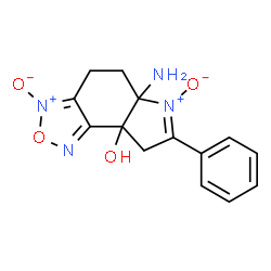 ChemSpider 2D Image | 5a-Amino-7-phenyl-4,5,5a,8-tetrahydro-8aH-[1,2,5]oxadiazolo[3,4-e]indol-8a-ol 3,6-dioxide | C14H14N4O4