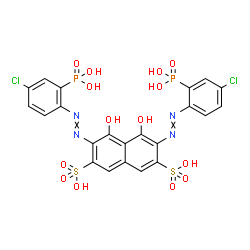 ChemSpider 2D Image | 3,6-Bis[(4-chloro-2-phosphonophenyl)diazenyl]-4,5-dihydroxy-2,7-naphthalenedisulfonic acid | C22H16Cl2N4O14P2S2