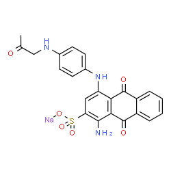 ChemSpider 2D Image | Sodium 1-amino-9,10-dioxo-4-({4-[(2-oxopropyl)amino]phenyl}amino)-9,10-dihydro-2-anthracenesulfonate | C23H18N3NaO6S