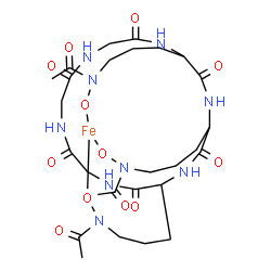 ChemSpider 2D Image | {Cyclo[glycyl-N~5~-acetyl-N~5~-(hydroxy-kappaO)ornithyl-N~5~-acetyl-N~5~-(hydroxy-kappaO)ornithyl-N~5~-acetyl-N~5~-(hydroxy-kappaO)ornithylglycylglycyl]}iron | C27H42FeN9O12