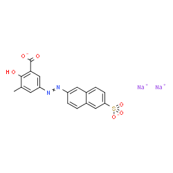ChemSpider 2D Image | Disodium 2-hydroxy-3-methyl-5-[(6-sulfonato-2-naphthyl)diazenyl]benzoate | C18H12N2Na2O6S