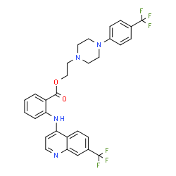 ChemSpider 2D Image | 2-[4-[4-(Trifluoromethyl)phenyl]-1-piperazinyl]ethyl 2-[[7-(trifluoromethyl)-4-quinolinyl]amino]benzoate | C30H26F6N4O2