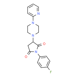 ChemSpider 2D Image | 1-(4-Fluorophenyl)-3-[4-(2-pyridinyl)-1-piperazinyl]-2,5-pyrrolidinedione | C19H19FN4O2