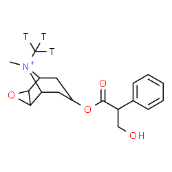 ChemSpider 2D Image | 7-[(3-Hydroxy-2-phenylpropanoyl)oxy]-9-methyl-9-(~3~H_3_)methyl-3-oxa-9-azoniatricyclo[3.3.1.0~2,4~]nonane | C18H21T3NO4