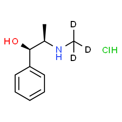 ChemSpider 2D Image | (1R)-2-[(~2~H_3_)Methylamino]-1-phenyl-1-propanol hydrochloride (1:1) | C10H13D3ClNO