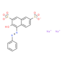 ChemSpider 2D Image | Disodium 3-hydroxy-4-(phenyldiazenyl)-2,7-naphthalenedisulfonate | C16H10N2Na2O7S2